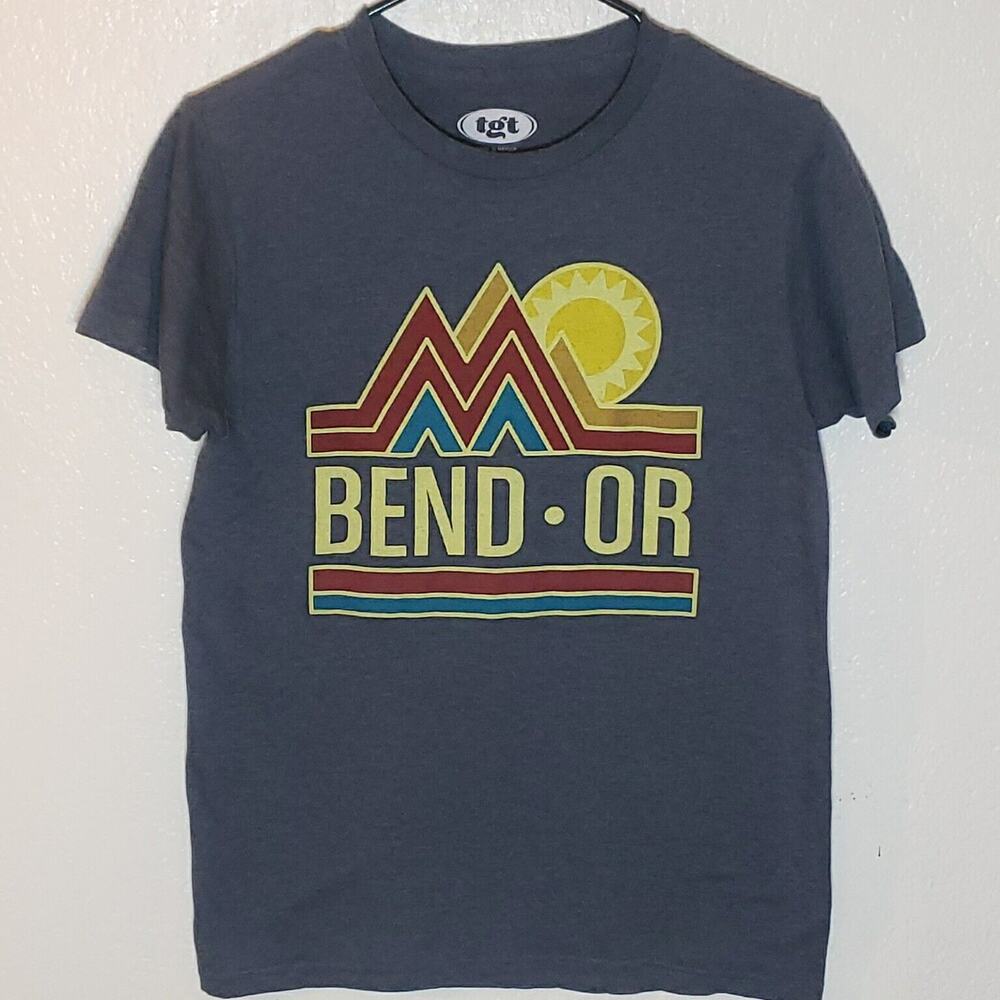 Bend Oregon Short Sleeve Crew Neck T-Shirt Adult Small Blue Graphic Print Sun